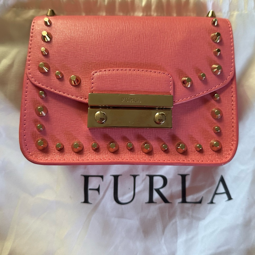 Furla Pink Mini Bag with Gold Studs - Picture 7 of 8
